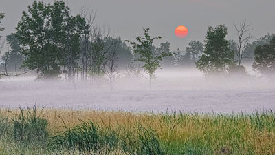 Red Sun Rising Over Mist 20140803