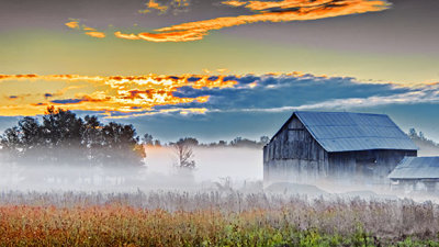 Barn In Misty Sunrise 20140916