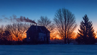 Farmhouse Silhouette At Dawn 20150121
