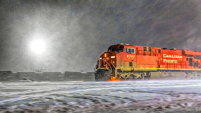Canadian Pacific 8707 In Snowstorm 20150202