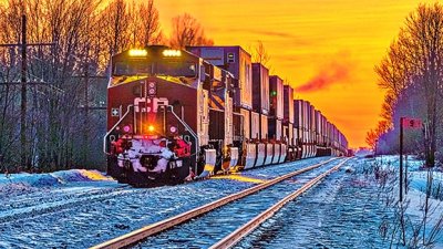 Parked Freight Train At Sunrise 20150227
