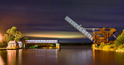 Scherzer Rolling Lift Bridge At Night 46059-62