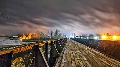Decommissioned Railway Bridge At Night P1170598