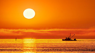 Fishing Boat At Sunrise 53584