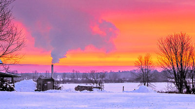 Smoking Smokehouse At Sunrise P1180134-9A