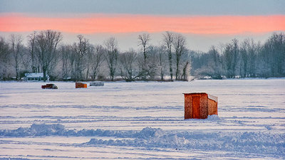 Ice Fishing Shack At Sunrise DSCN02872-4