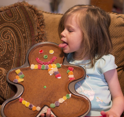 Gingerbread Man, Carolina Eating Grapes, Family Dinner Dec. 24, 2014
