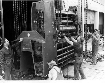 Mack Hall with new presses for Rockford Newspapers mid-60s