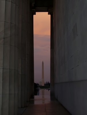 Sunset on the mall viewed from the Lincoln Memorial