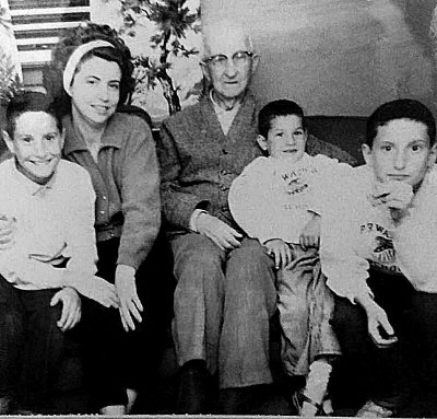 Great Grampa Hall circa 1960 with Aunt Mary Paladino and her sons Gary, Paul and Larry