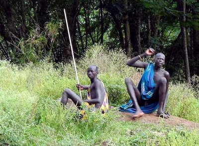 Surma men;  south-western Ethiopia.
