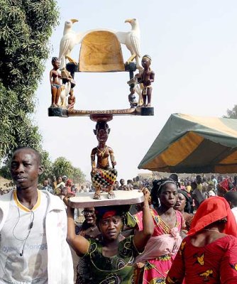 Korhogo. Ceremonial chair, later carried behind the initiate during  Poro ceremony