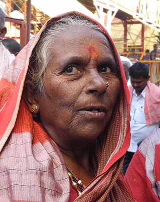 Devotee at Yellamma temple, Saundatti, Karnataka, India