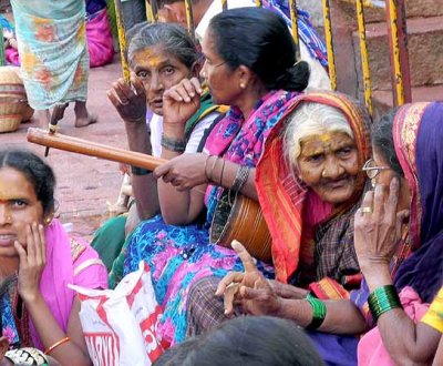 Devotees at Yellamma temple at Saundatti, Karnataka, India