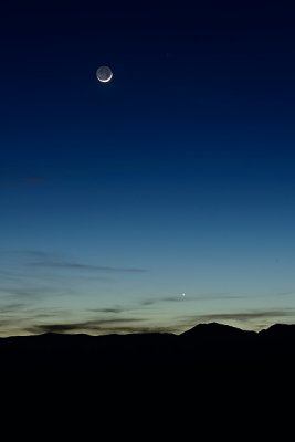 The Crescent Moon and Venus setting