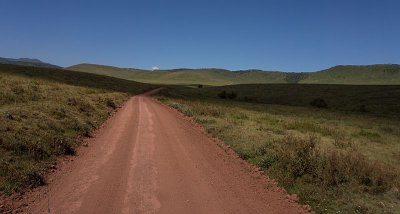 Driving out of the Ngorongoro Crater