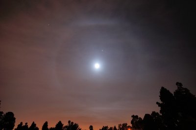 Lunar Ring during the Lunar Eclipse with Mars above the Moon.