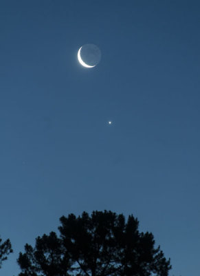 Earthshine Moon and Venus Rising