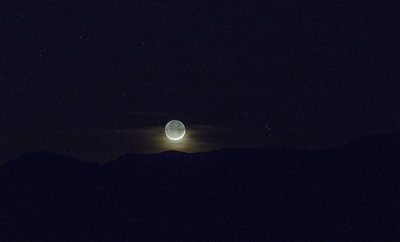 Earthshine Moon Setting over the Panamints
