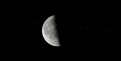 ISS Crossing the Quarter Moon
