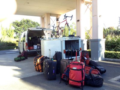 The bike and luggage trailer