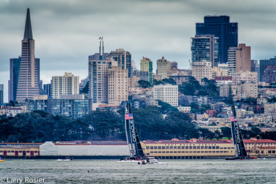Oracle Team USA Training Exercise As Seen From Fort Baker