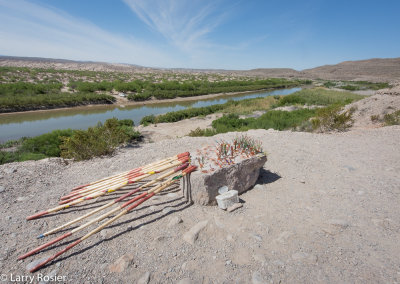 Rio Grande From The Boquillas Canyon Overlook And Hand Crafts Made In The Boquillas Del Carmen Village