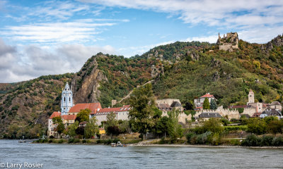 Blue Church and Kuenringerburg Castle at Durnstein, Austria