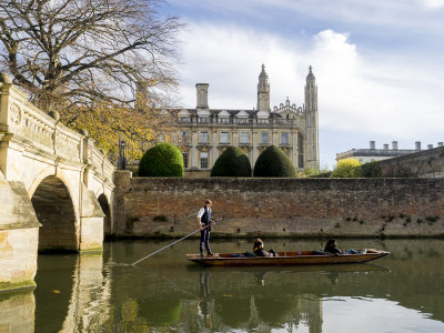 Punting boat and Clare College