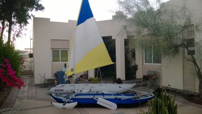 Sail fitting in backyard