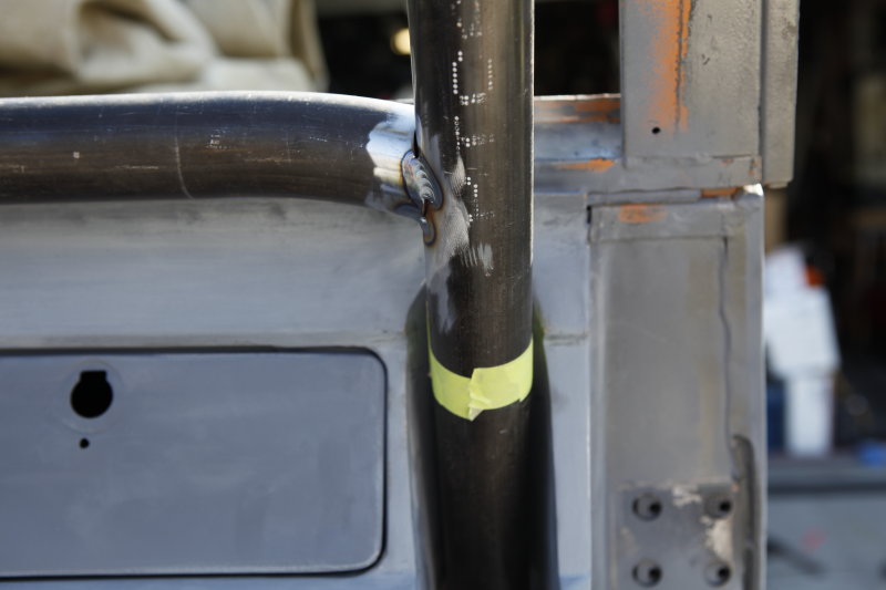 Lower windshield bar tacked in place