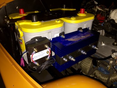 Battery isolator and fan control mounted