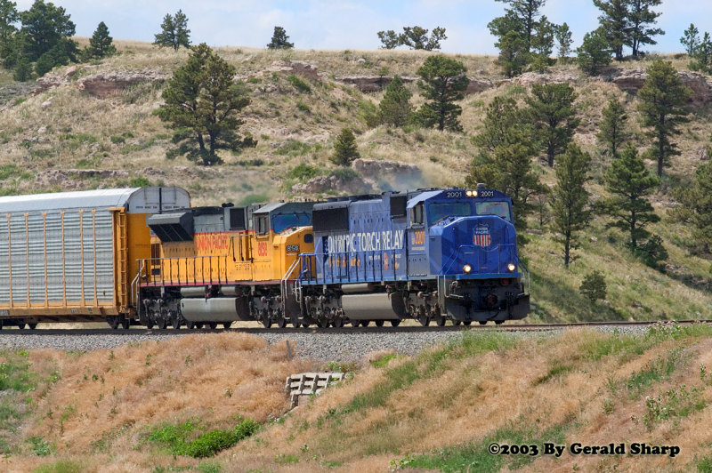 UP 2001 Olympic Torch Loco At Buffalo Bend, NE