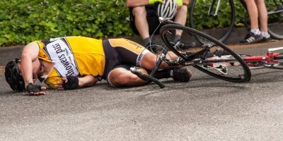 Large Headache

Caused by landing on head after rolling the rear tire off the rim during a criterium.