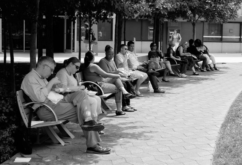 Feds enjoying lunch at the LEnfant Plaza Metro stop
