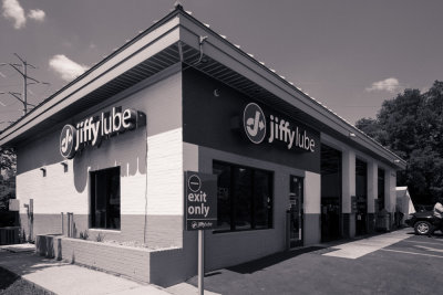 Jiffy Lube adjacent to the Wells Fargo Bank