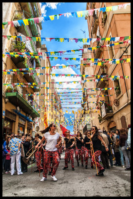 Celebration on the streets of La Barceloneta