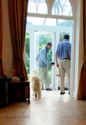 A rare photo of our host, here with Chris and Sandy the dog