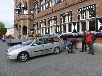 De meetfiets wordt opgebouwd.