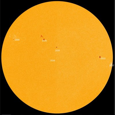 Sun N labelled spots - FROM SPACEWEATHERdotCOM same dahy.JPG
