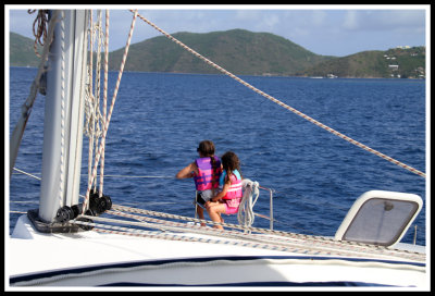 Piper and Sophia Framed by Sail Sheets