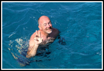 Randy Waving from Water