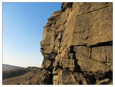 Climbing PeakDistrict Stanage IMG_5556 Mississippi Variant Direct E1 5b -- 20140418