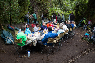 These guys had their porters set them up an entire lunch table on the trail...
