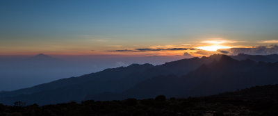 Sunset continuing over Shira, with Mt Meru on the left.
