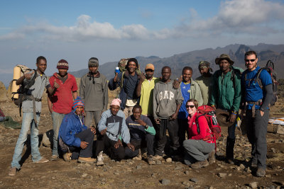 Our whole crew. 10 porters and 2 guides for the 3 of us...