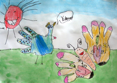 my hand - peacock and butterfly, Fiona, age:5.5
