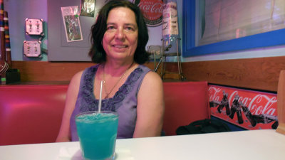 Heather enjoying a drink at the Diner 20 March 13