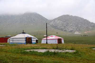  Mongolian Ger on a very wet cold day