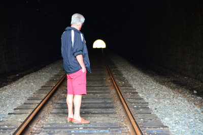  Dave admiring the tunnel at Lake Baikal